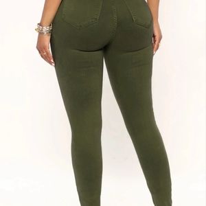 Fashion Nova classic high waist jeans in olive